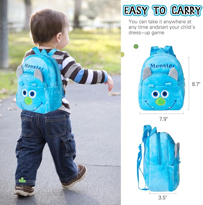 10 Pcs Reborn Baby Doll Diaper Bag Care and Feeding Set for 17-24 inches Reborn Dolls Newborn Baby Accessories with Monster Backpack Diapers Pacifier Bottle Comb