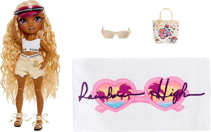 Rainbow High Pacific Coast Harper Dune- Sand (Light Yellow) Fashion Doll with Outfit, Pool Accessories Playset, Interchangeable Legs, Toys for Kids, Great Gift for Ages 6-12+ Years
