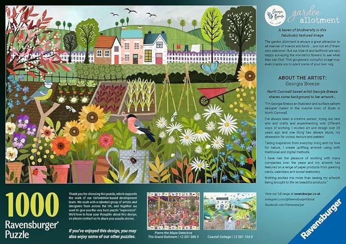 Ravensburger Garden Allotment 1000 Piece Jigsaw Puzzle | Vibrant Garden Artwork | Idyllic Nature Scene | Durable Eco-Friendly Materials