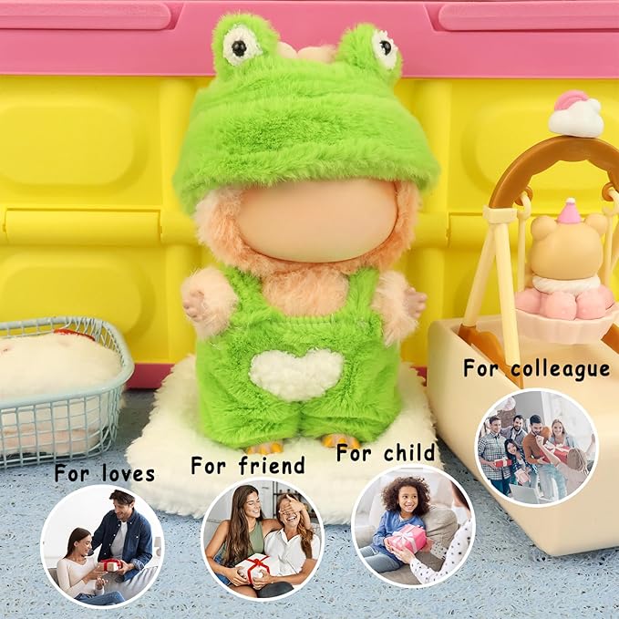 Clothes for labubu 17cm Accessories Suit Cute Clothes for Doll Dress up Animal Style Outfits (NO Doll)(Frog)
