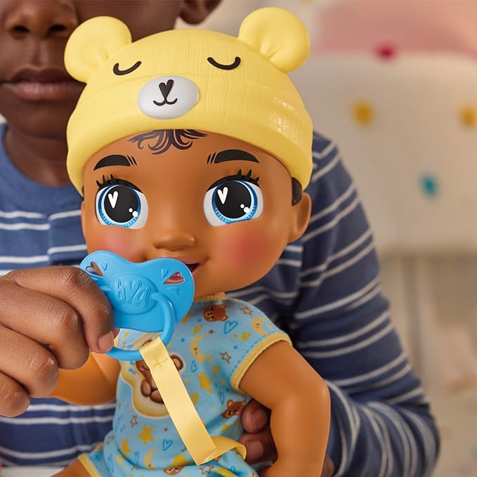 Baby Alive Lil Dreamer Snoozer Bear Sleepy Boy Baby Doll Set, Black Hair, Fun Sleepover Theme, Preschool Toys for Kids 3 Years & Up