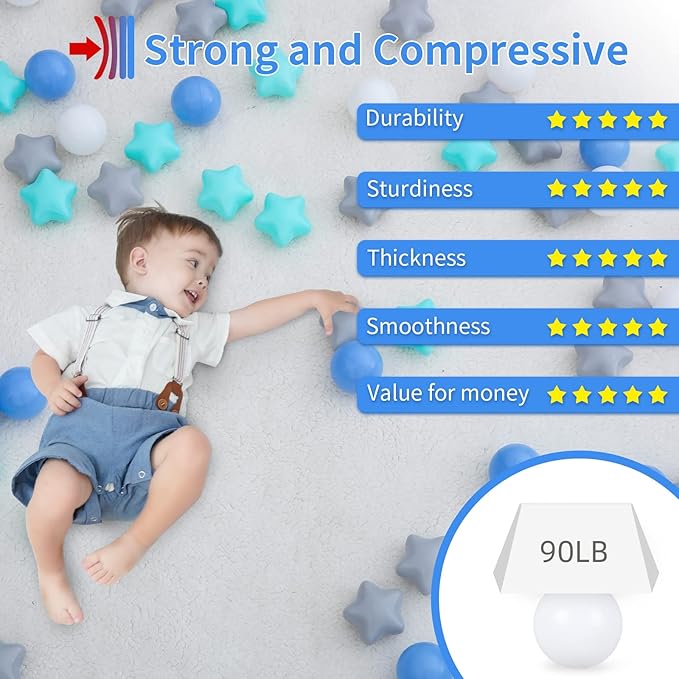 STARBOLO Star Ball Pit Balls for Toddlers - 200pcs Pastel Colors Phthalate Free BPA Free Non-Toxic Crush Proof Plastic Play Balls Play Tent Pool Playhouse Playpen Party Decoration