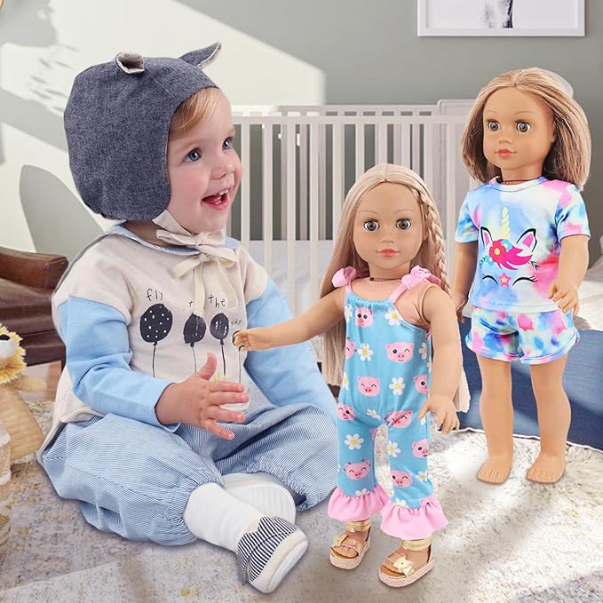 UNICORN ELEMENT 10 Sets American Doll Clothes for 18 Inch Doll Clothes and Accessories Includeding 17 PCS Items Fit for 18 Inch Girl Dolls