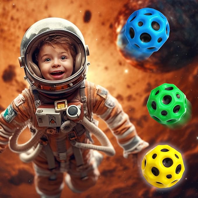 6 Pack Astro Jump Ball, Multicolored Spaceballs, Super High Bouncing Lightweight for Children, Bouncy Balls, Jumping Toy for Stress Relief