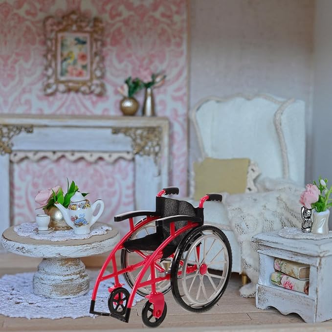 Toddmomy Miniature Wheelchair and Crutches Dollhouse Accessory Set Realistic Doll Wheelchair Playset for DIY Micro Landscape and Doll Decoration 6.88X5.51X3.54 Inches