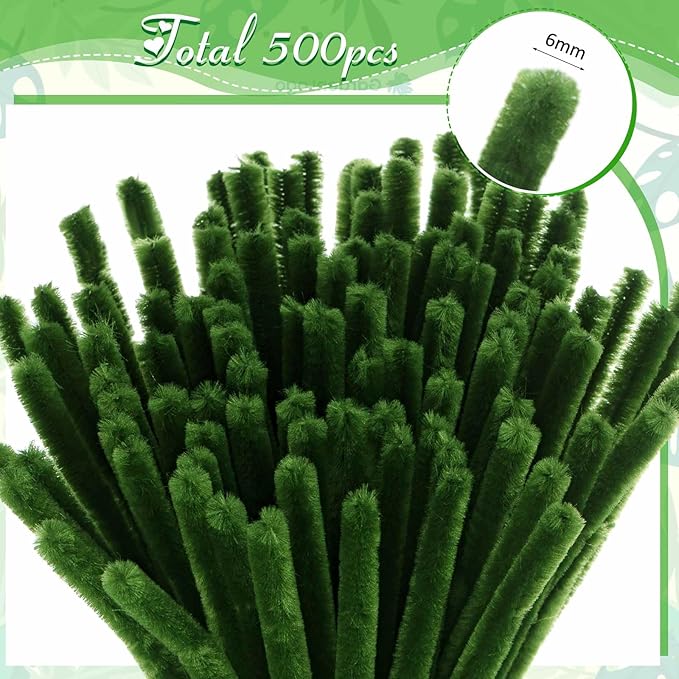 Peryiter 500 Pieces Pipe Cleaners Chenille Stems for Flowers Craft Supplies Bulk Fluffy Fuzzy Sticks for DIY Art Projects Creative Gift Wrapping Party Decorations(Tropical Plants,12 Inch)