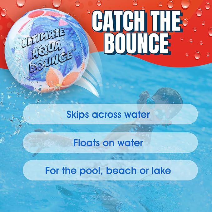 Activ Life Ultimate Skip Ball, Large 3" - 2 Water Skip Balls with 1 Skip Disc - Water Bouncing Ball Set for Beach, Pool & Lake Games - Fun Summer Toys for Kids, Teens, Adults & Families