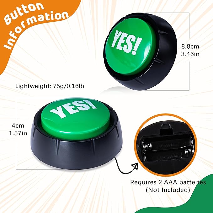MyMealivos Funny Buzzer Button Toy - Gag Gifts, Game Addition, Stocking Stuffer (Yes No)