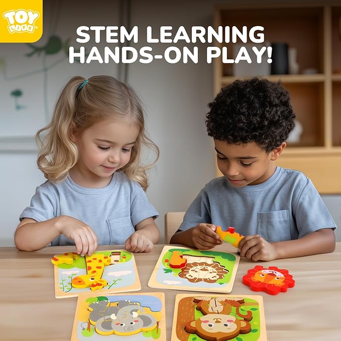 TOY Life Wooden Puzzles for Toddlers 2-4, Montessori Toys for 1 2 3 Year Old Boys Girls, Animals Puzzles Educational Learning Toys 2 Year Old, Birthdays Gifts Toy for 2 Year Old Girl Boy