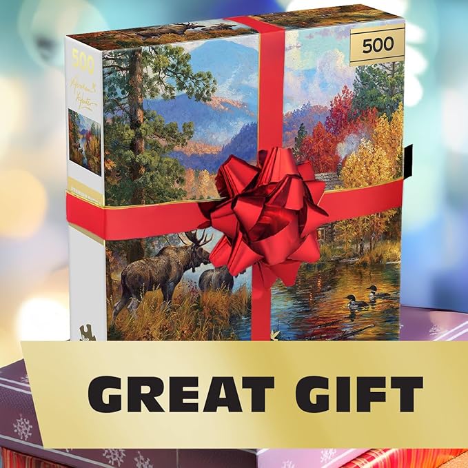 Buffalo Games – 500 Piece Jigsaw Puzzle - Adirondack Lake - Abraham Hunter - Premium Gold Collection Giftable Puzzle for Adults – Precision-Cut Pieces