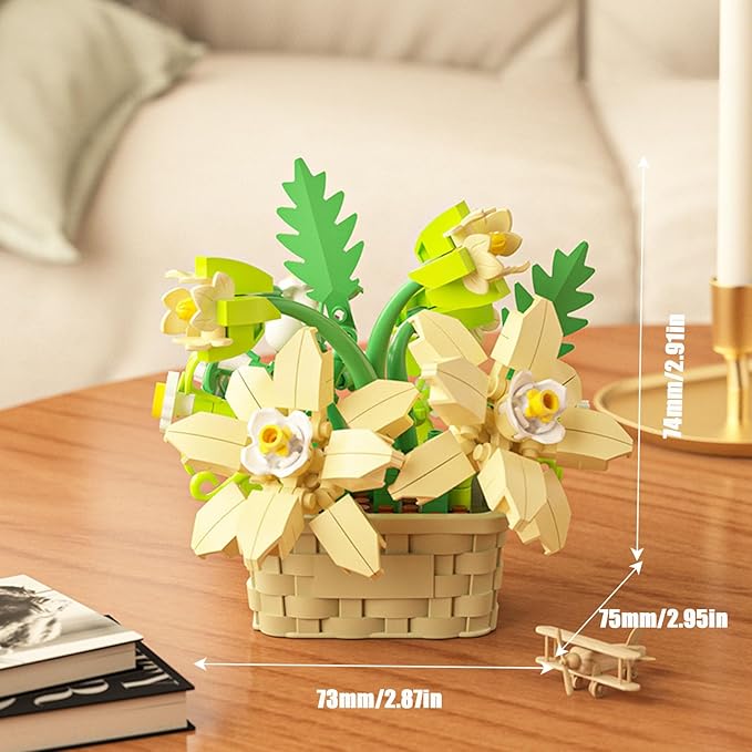 Mini Flowers Building Block Set,Flower Blocks Toys,Plants and Succulent Toys,Building Block Flowerpot，Botanical Collection Birthday Gift for Girls Boys Adults Kids Ages 6+ (Daisy 181Pcs)