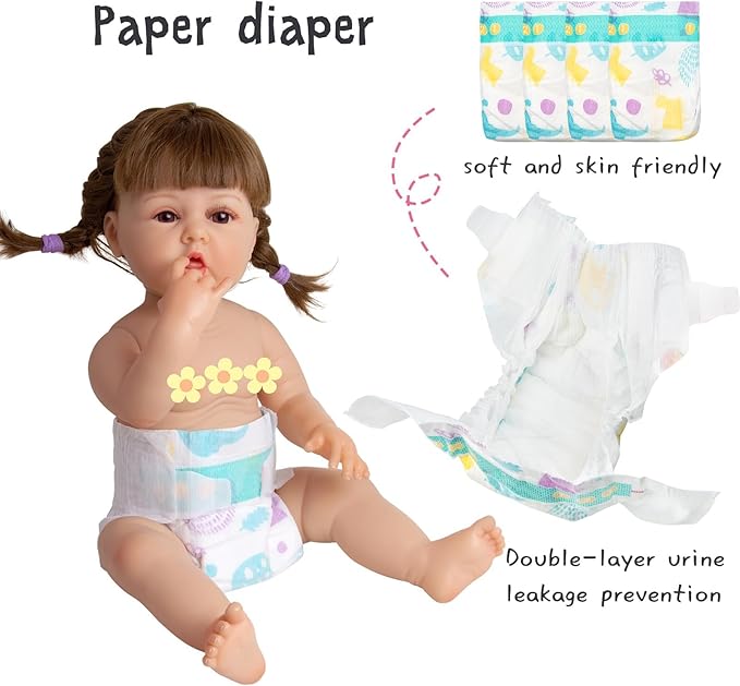 12 Pcs Reborn Baby Doll Clothes Girl Outfit Accessories with Backpack for 17-22 Inch Reborn Doll Newborn Baby Clothes with Backpack