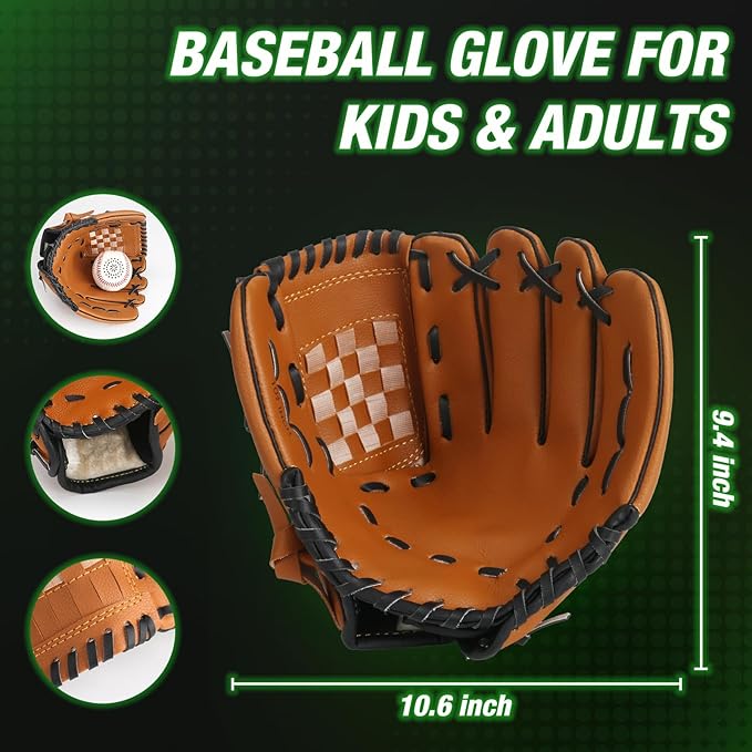 Kids Baseball Glove with Light Up Baseball/LED Rechargeable, 9 Lighting Modes Official Size Leather Weighted Glow Baseballs for Day Night, Sport Toys Games for Youth Boys
