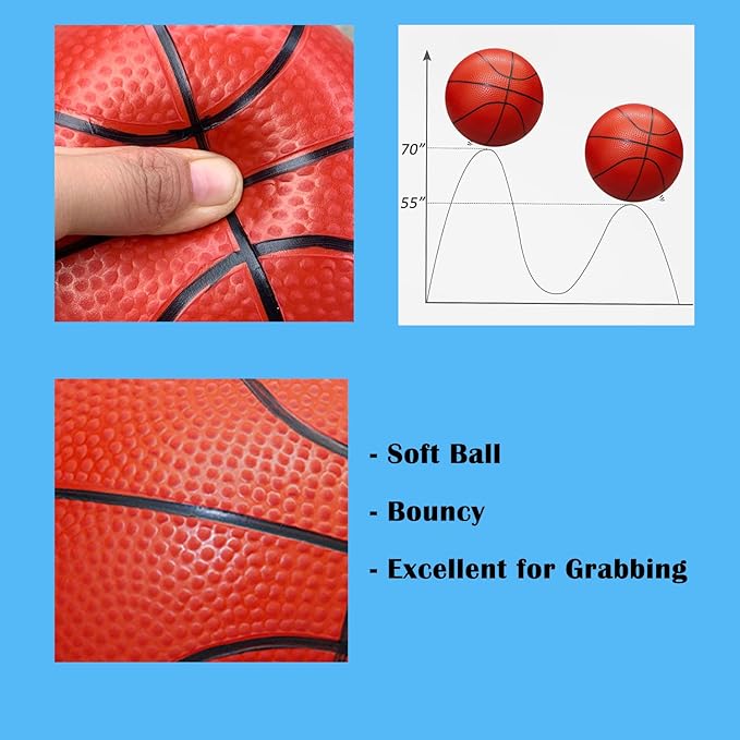 ABAJI Mini Basketballs Red 2 PCS 5" Set with Random Color Pump Needle Durable Material for Mini Hoop Toddlers Kids Teenagers for Pool Indoors Outdoors