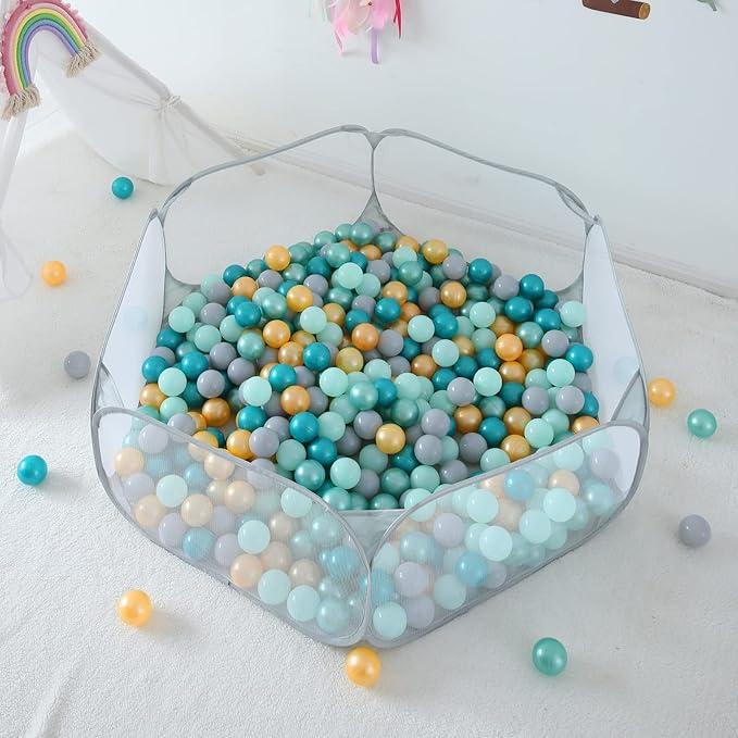 STARBOLO Gray Kids Ball Pit, Children Toy Ball Play Pool Foldable Play Tent for Kids Girls Boys Indoor and Outdoor, Balls Not Included.