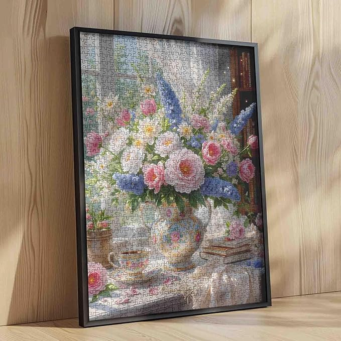 Tulip in Vase Jigsaw Puzzle 1000 Pieces Puzzles for Adults, Blossom Flowers Jigsaw Puzzles for Challenging Funny Puzzles for Friends Family Activity Game Nights 20 x 27 Inches