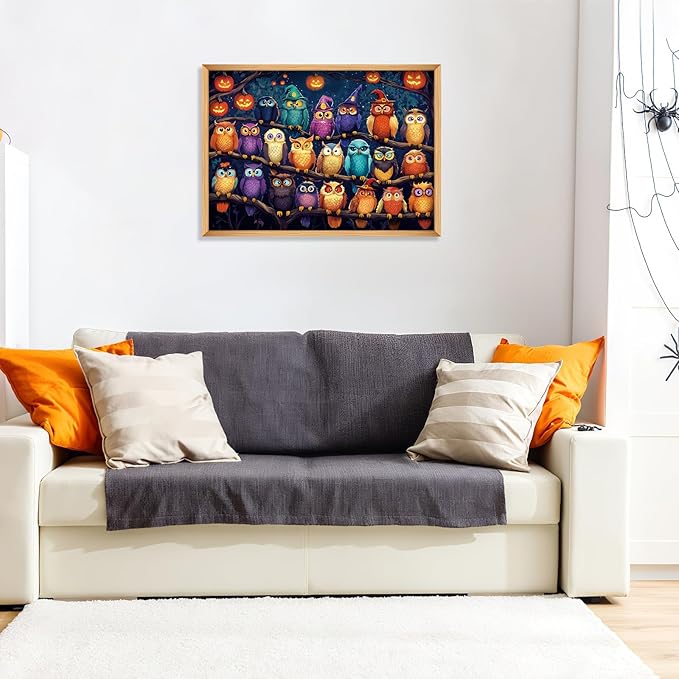 Halloween Owls Family Puzzles - Puzzles for Adults 1000 Piece - Challenging Puzzle Perfect for Game Nights Family Decoration Puzzle
