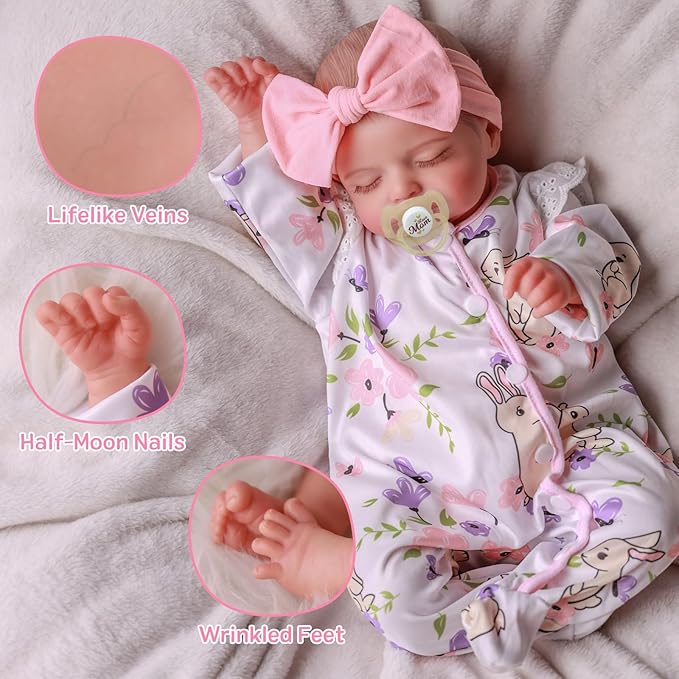 BABESIDE Lifelike Reborn Baby Dolls Girl - 20 Inch Realistic Newborn Baby Doll with Poseable Body, Real Life Baby Dolls with Accessories for 3+ Year Old Girls Gifts, Pretend Play, Collection