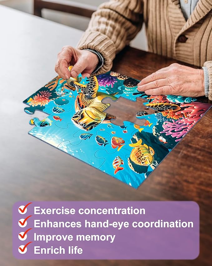 Yigney 6 Pack 16 Large Piece Jigsaw Puzzles for Seniors Alzheimer Product for Elderly Dementia Activities Memory Game for Patients in Nursing Home with Storage Box