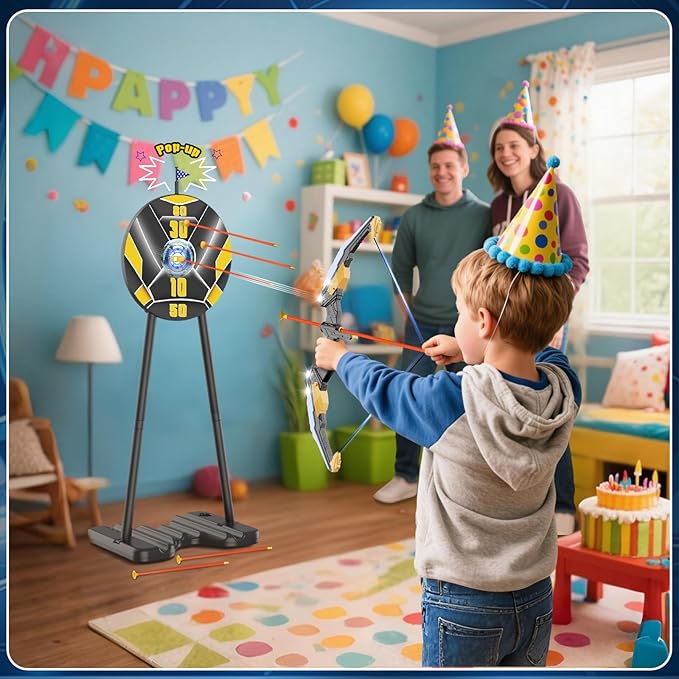 2 Pack Bow and Arrow for Kids, LED Light Up Archery Set with 20 Suction Cup Arrows&2 Quivers Indoor Outdoor Games for Kids Ages 4-8 8-12 Birthday Gifts Toys for 5 6 7 8 9 10 11 12 Year Old Boys Girls
