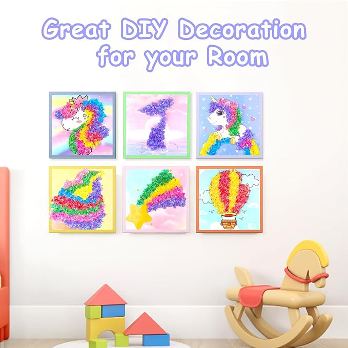 Poke-in Fun Art Fabric Craft- Magical Dream Decor,Mess Free Kids'Paper Craft Kits,Arts and Crafts for Kids,DIY Art Activity Birthday Christmas Gift Ideas for Children,Toys for Girls &Boys Ages 4-10+