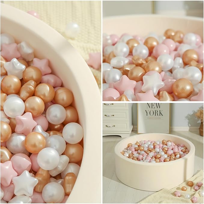 TRENDPLAY Star Ball Pit Balls for Toddlers -50 100 200 Count Star Balls Different Shapes, Non-Toxic Plastic Balls for Safe Play, Boys Girls Festival Party Decoration
