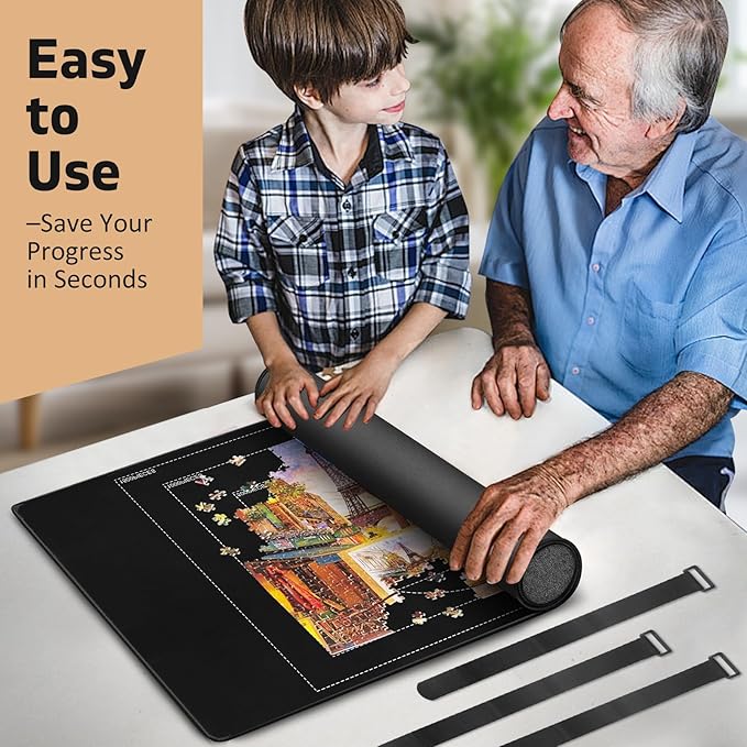 1500-piece Rubber Puzzles Mat – 1 Non-Slip Puzzle roll up, 1 roll of Jigsaw Saver (78 inches x 11.8 inches), 4 Sorting Trays – is The for Adults and Puzzle Enthusiasts.