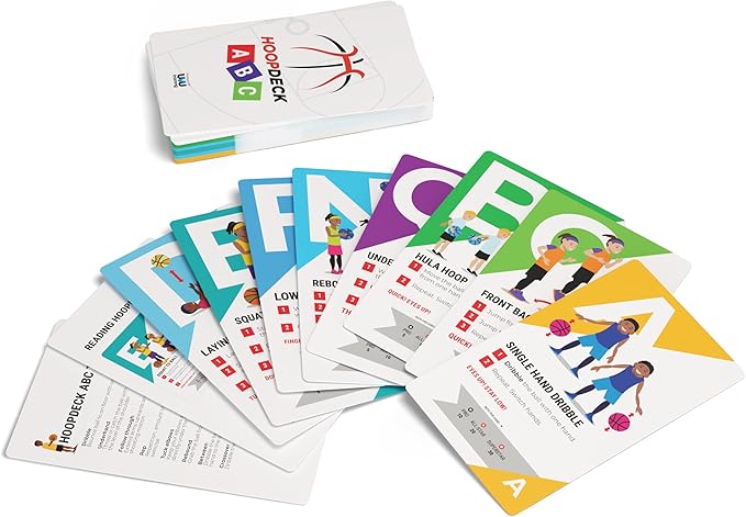 HoopDeck ABC Youth Basketball Training Cards | Alphabet Skill Drills for Kids | Ball Handling, Shooting & Agility Practice | Basketball Trainer for Ages 4+
