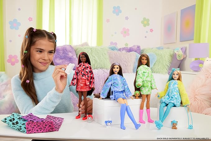 Barbie Cutie Reveal Doll & Accessories with Animal Costume & 10 Surprises Including Color Change, Kitten as Red Panda in Costume-Themed Series