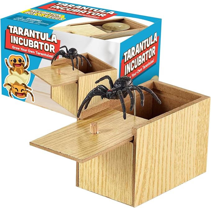 Gagster Spider Box Prank Fake Tarantula Incubator – Hilarious Practical Joke Toy – Trick & Scare Surprise Rubber Spider – Prank Present Packaging – Funny Joke Gift