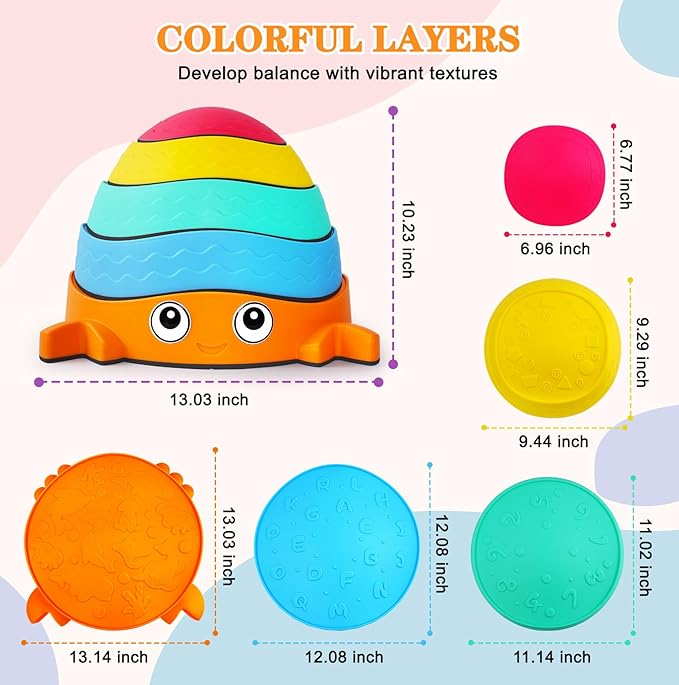 Crabs Balance Stepping Stones, 5 PCS Non-Slip Toddler Stepping Stones, Fun Sensory Toys for Toddlers, Exercise Sense of Balance And Coordination Skills Indoor or Outdoor Play for Kids Aged 3+