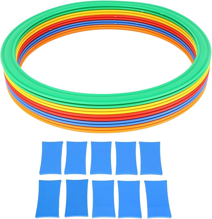 Kids Sports Speed Ring Set 10 Rings 10 Buckles Increased Agility Outdoor Rings Toy M 28cm, for Speed and Agility Practice Games, Garden Backyard Outdoor Games