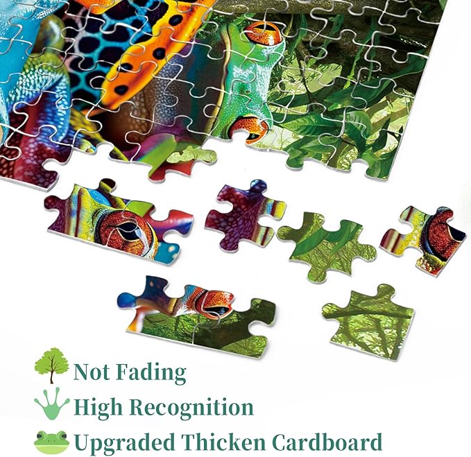 Colorful Frog Puzzle 1000 Piece for Adults, Rainbow Frogs Jigsaw Puzzle Nature, Forest Animal Scenic Puzzles