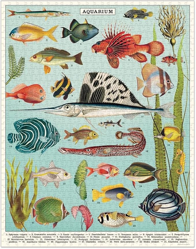 Cavallini Vintage Jigsaw Puzzle Fish Aquarium 1000 Pieces