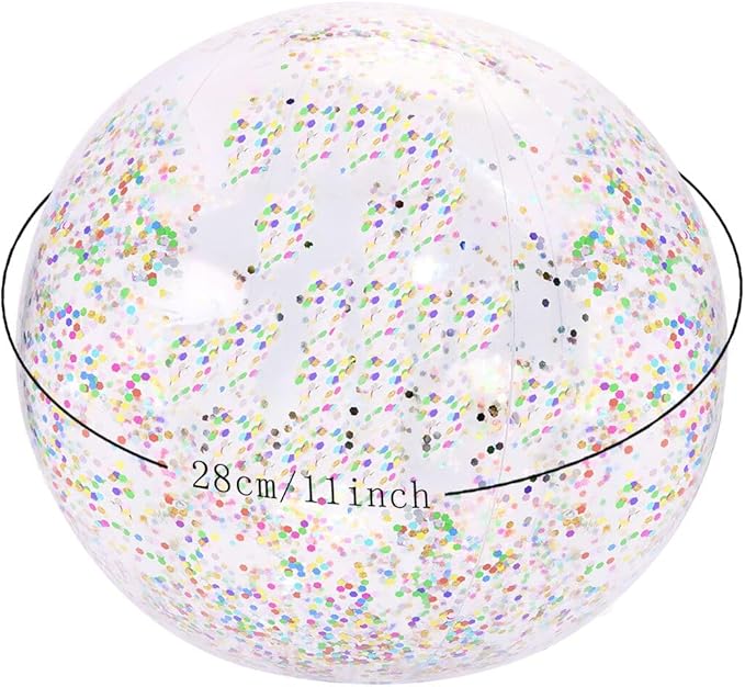 PENTA ANGEL Glitter Beach Ball 2PCS Inflatable Floatable Confetti Swimming Pool Party Ball Clear Sand Sport Ball for Outdoor Summer Beach Pool Water Play Party Favor