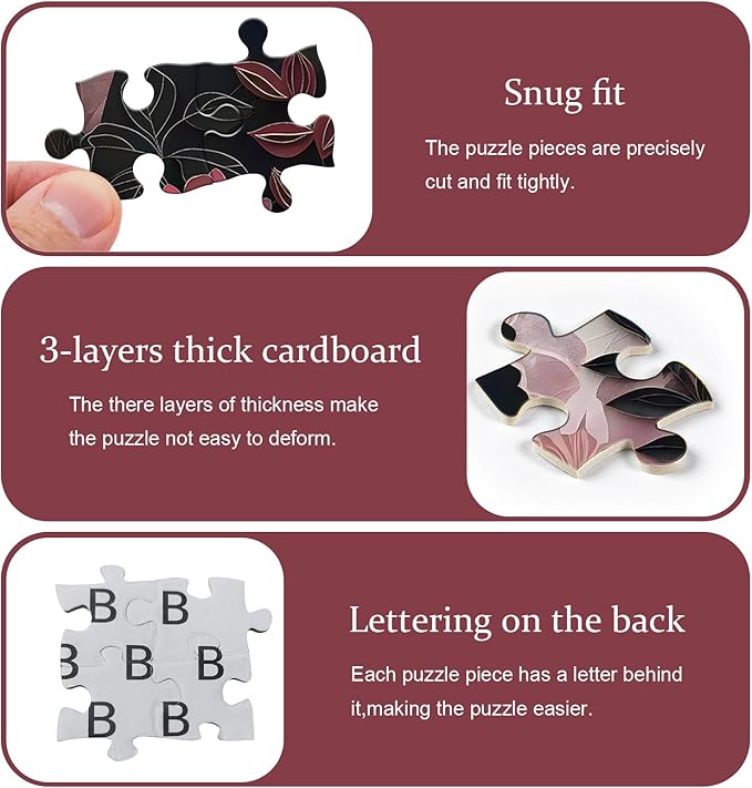 Impossible Puzzle for Adults 1000 Pieces, Black Girl Puzzles Flower Plant Aesthetic Art, Floral Elegant Black Woman Jigsaw Puzzle Paper Cut