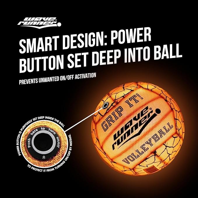 Wave Runner Waterproof Volleyball with Sure-Grip Technology - Beach & Pool Volley Ball for Kids, Teens, Adults | Outdoor Sports Gear for Day & Night Play