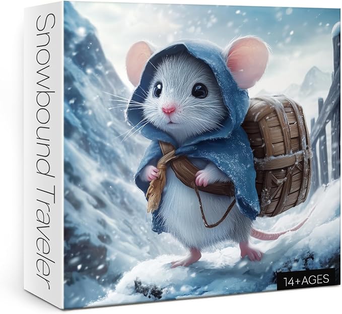 Funny Mouse Puzzles for Adults 1000 Pieces, Cute Winter Animal Art Jigsaw Puzzles, Difficult Aesthetic Challenging Snowy Puzzle