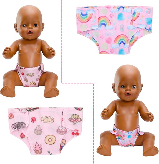 5 PCS Baby Doll Diapers Underwear for 12-15 Inch Reborn Baby Dolls, Multi-colored, Includes 5 Materials, Fits 12-15 Inch Dolls, Practical Gift, Enhances Doll Play