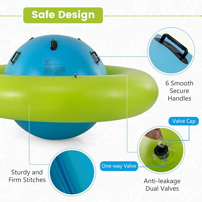 OLAKIDS 8FT Inflatable Dome Rocker Bouncer, Outdoor Kids Giant Roll and Play Seesaw Rocker with 6 Secure Handles, Max Weight 250 LBS, Toddlers Climbing Toy Backyard Play Center Equipment