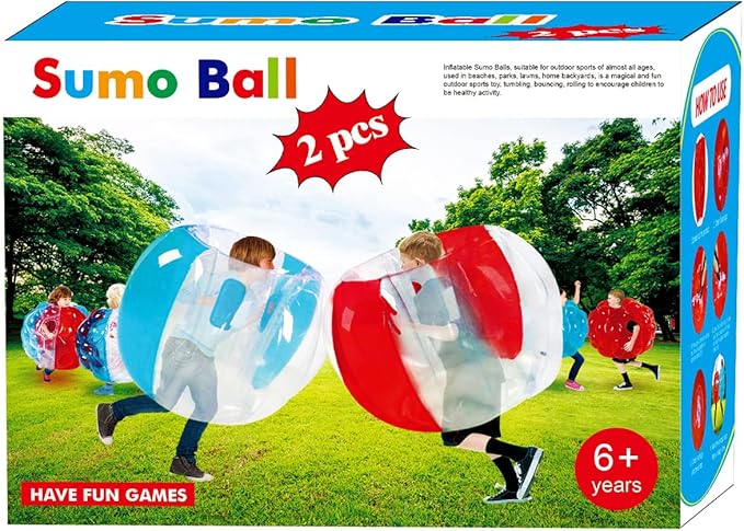 SUNSHINE-MALL 48 inch 2 pcs Bumper Sumo Ball for Adults,Kids, Inflatable Bounce Body Zorb Ball for Outdoor Team Gaming Play for 6 Ages+ (red+Blue)