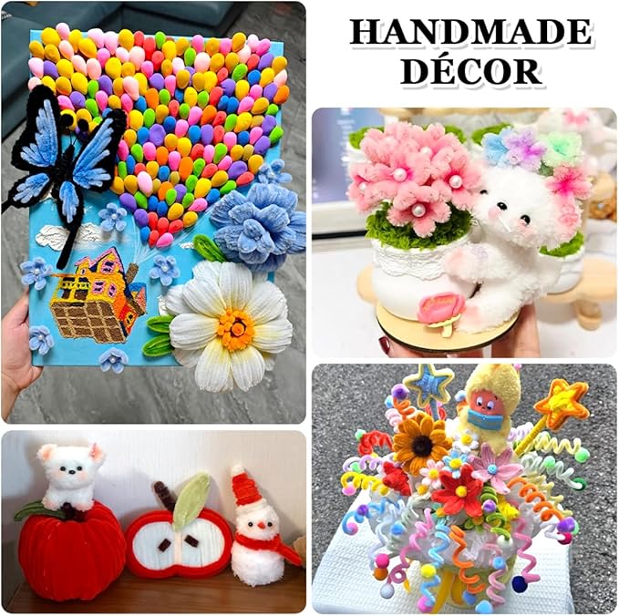Bundooraking 200pcs Pipe Cleaners Craft Supplies, 12in Chenille Stems in 20 Colors, Soft & Flexible for Arts and Crafts, DIY Projects, Decorations