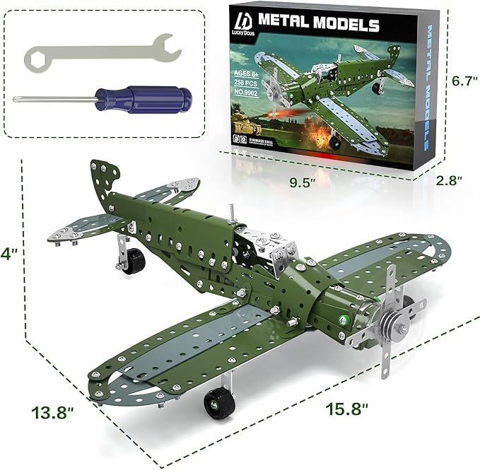 Lucky Doug Building Toys Model Airplane Set - DIY Building Stem Projects Toys for Kids Boys Ages 8-12, Assembly Science Toys for Model Fans