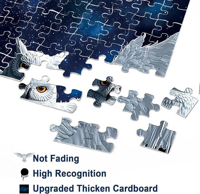 Owl Puzzle for Adults 1000 Pieces, Fantasy Art Jigsaw Puzzle, Animal Galaxy Nebula Paint Puzzle
