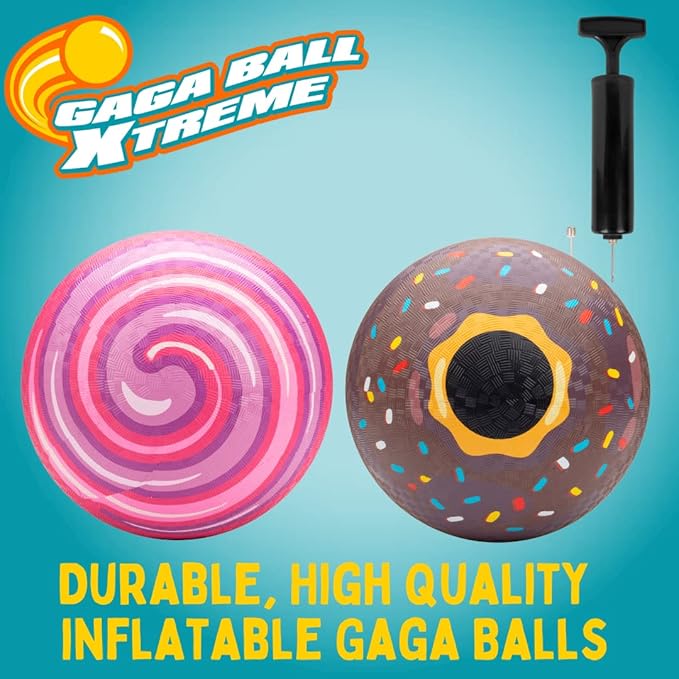 SCS Direct Gaga Ball Playground Balls (8.5 inches) w Air Pump- Durable Rubber Pack for Recess Dodgeball, Kickball, Gagaball Official Play & School -Fun Outdoor Toys & Gifts for Kids