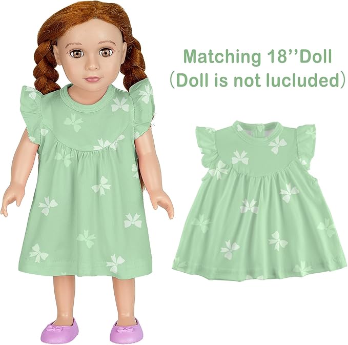 ICOSY Matching Doll & Girls Nightgowns Clothes Girls Pajamas Sleepwear Outfit for Kids and 18" Girl Doll