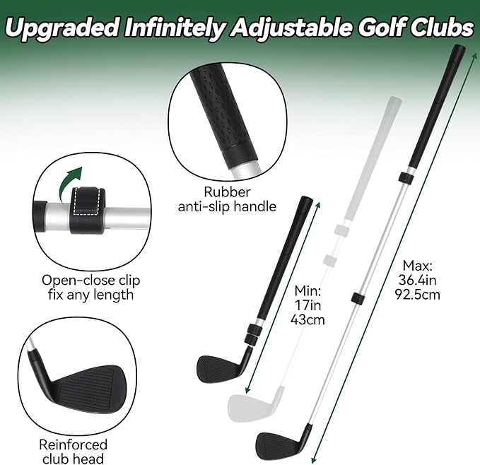 Liberry Golf Chipping Game with Large Chipping Mat, Upgraded Adjustable Golf Club, 25 Sticky Balls, Outdoor Indoor Sports Toy Gifts for Adults Kids, Family Yard Target Game