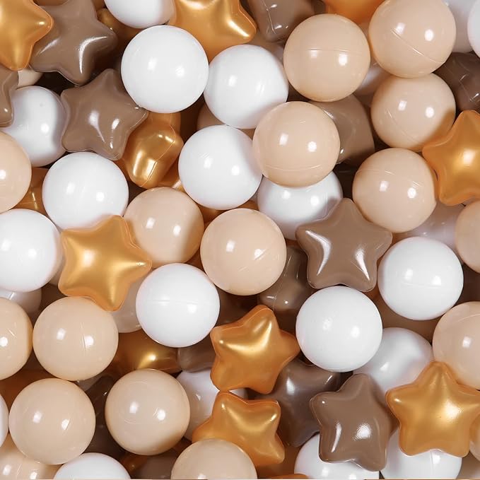 Realhaha Ball Pit Balls 50 100 200 500, Star Shapes for Babies Kids Playpen Plastic Balls for Babies Ball Pool Puppy Playballs