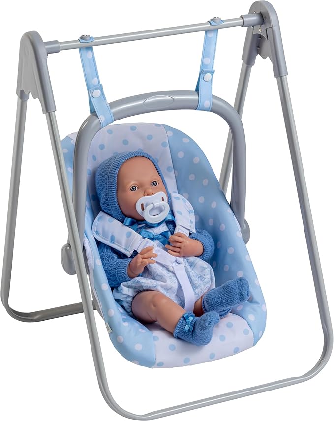 JC Toys - for Keeps Playtime | 2 in 1 Baby Doll Swing and Portable Carrier | for Dolls up to 18" | Ages 3+ | Blue