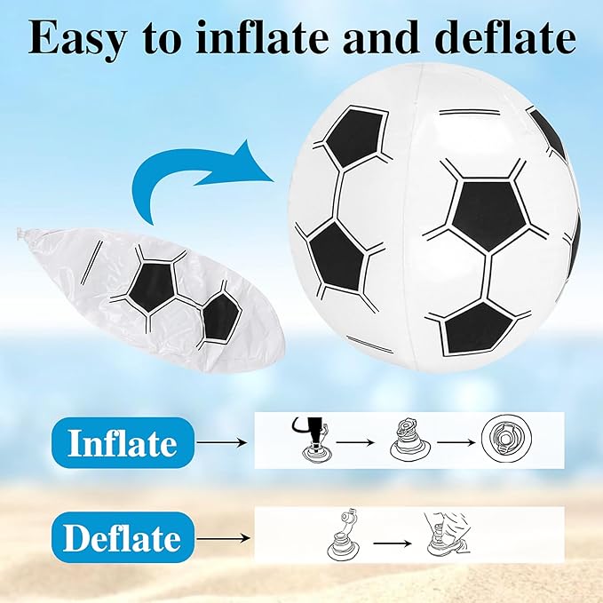 FOIMAS 8pcs Soccer Beach Balls,15 Inch Inflatable Soccer Balls for Summer Pool Beach Party Favor Outdoor Activities